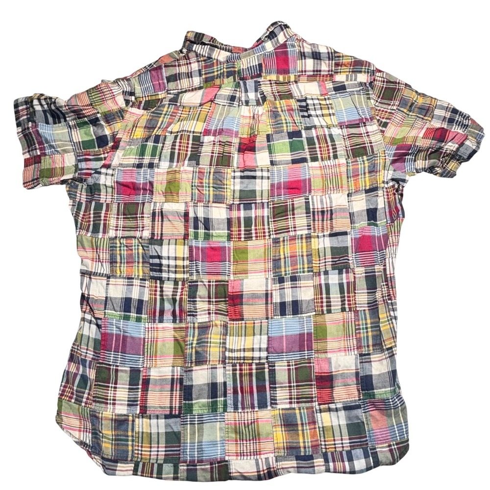VTG Polo Ralph Lauren Patchwork Button Down Shirt Madras Multicolor Preppy XL - Picture 2 of 12